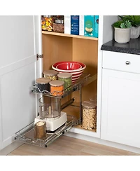 Florida Brands Pull Out Cabinet Organizer 2 Tier with Chrome Finish 12.5 x 21 In