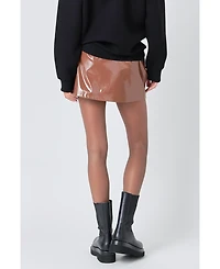Grey Lab Women's Glossy Leather Skort
