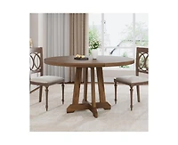 gaomon 47 Inches Wood Round Dining Table, Round Dining Table for 4, Round Kitchen Table, Farmhouse Dinner Table with Wooden Top and Sturty Legs for Di