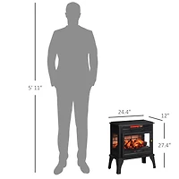 Homcom 24" Freesding Electric Fireplace Stove w/ Realistic Flame