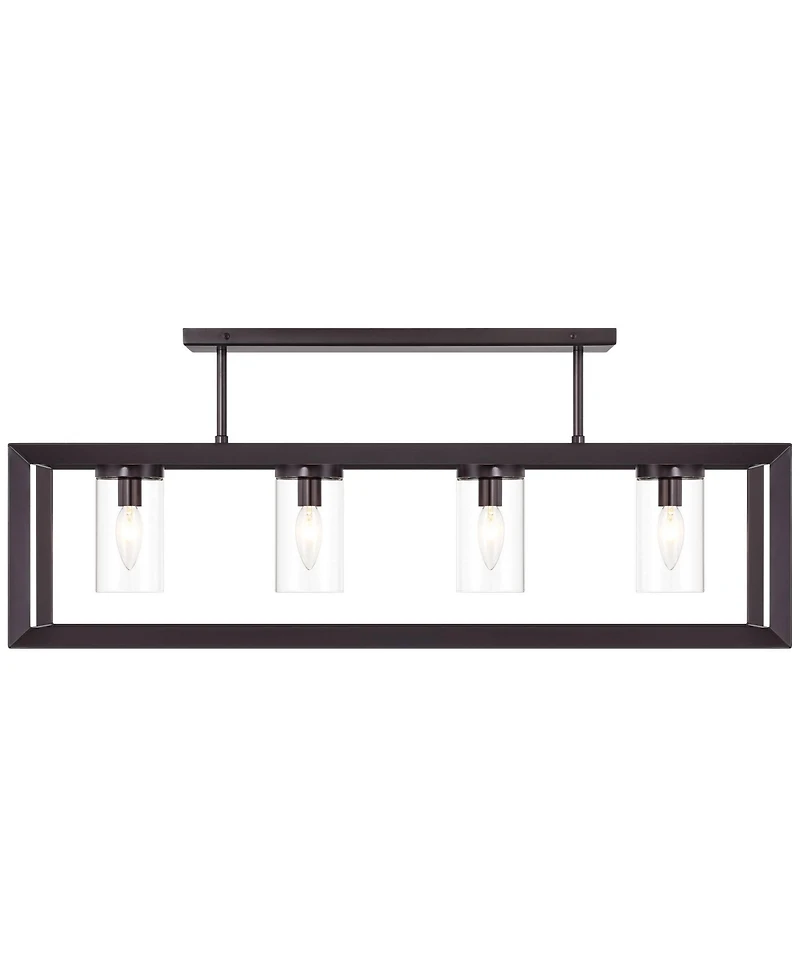 Franklin Iron Works Ketler 34 3/4" Modern Semi Flush-Mount Ceiling Light Fixture Kitchen Linear 4-Light Brown Oiled Bronze Finish
