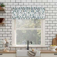 Barker Geometric Semi-Sheer Rod Pocket Kitchen Curtain Valance and Tiers Set
