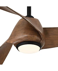53" Grand Breeze Farmhouse Rustic Coastal Indoor Ceiling Fan 3 Blade Cct Led Remote Control Black Finish Koa Finish Blades Bedroom Living Room Ki