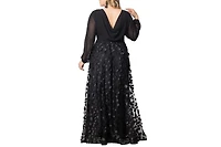 Kiyonna Plus Size Blossoming Beauty Mesh Evening Gown
