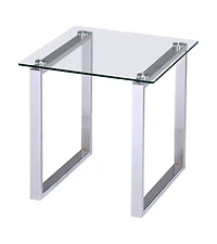 Kings Brand Furniture Bevan Chrome With Glass Top End Table