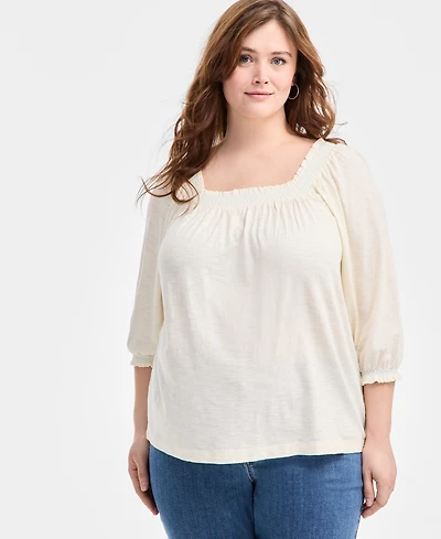 Style & Co Plus 3/4-Sleeve Top, Exclusively at Macy's