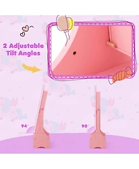 Costway Kids Vanity Set Princess Makeup Dressing Table & Chair Set with Kids Jewelry Armoire