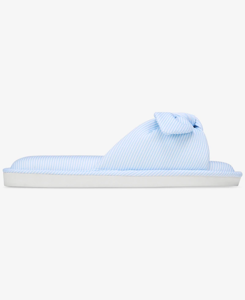 Charter Club Women's Striped Bow Slide Slippers, Exclusively at Macy's