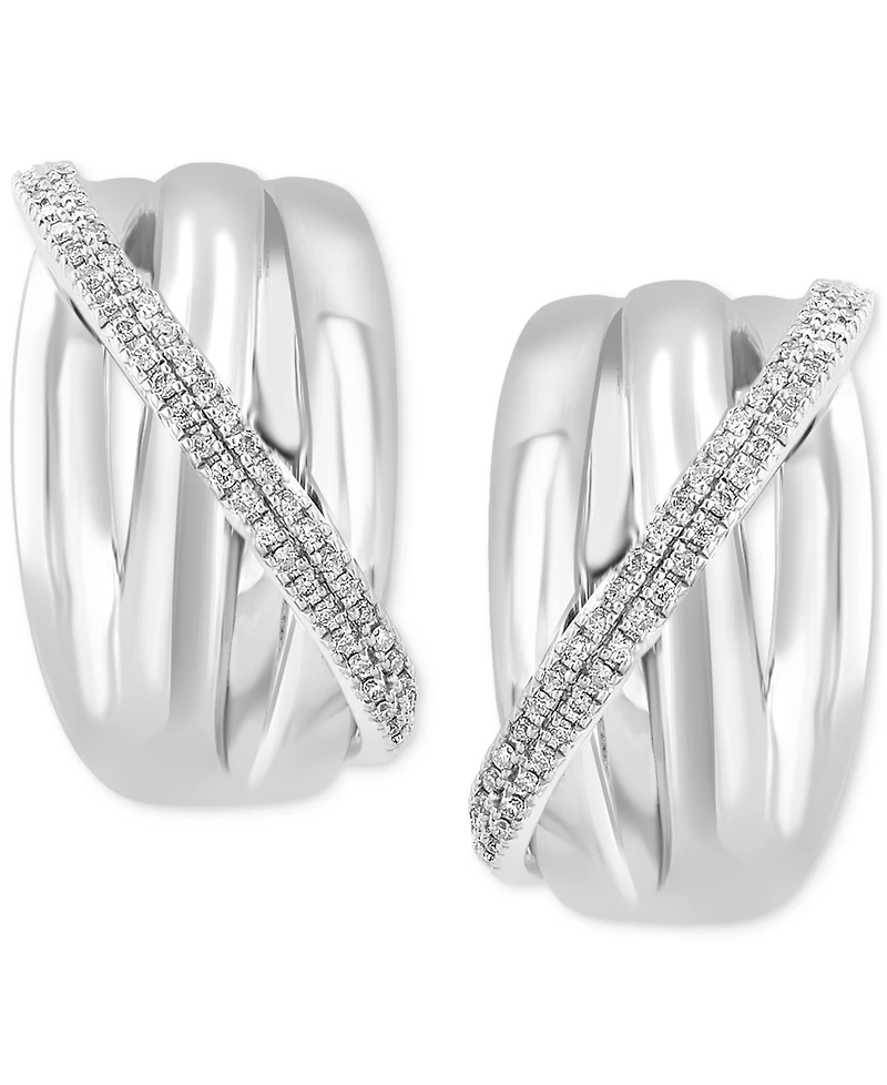 Effy Diamond Small Hoop Earrings (1/3 ct. t.w.) in Sterling Silver, 0.75"