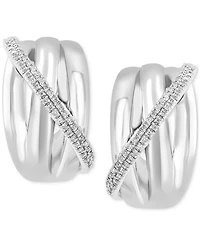Effy Diamond Small Hoop Earrings (1/3 ct. t.w.) in Sterling Silver, 0.75"