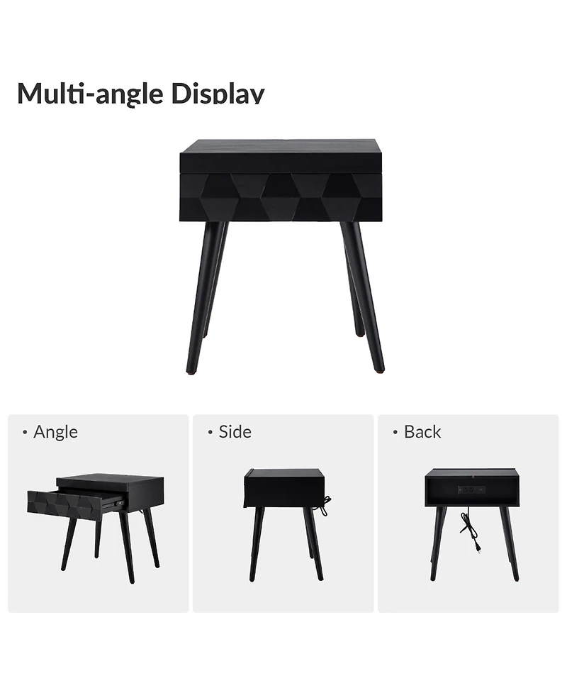 Hulala Home Jacob Mid-Century Modern End Table with Flared Legs