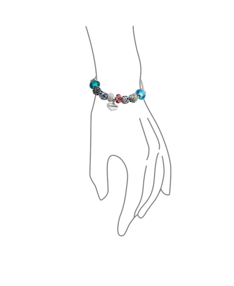 Bling Jewelry Love Grandma Family Themed Starter Beads Multi Charm Bracelet For Grand Mother Women .925 Sterling Silver Snake Chain European Barrel Sn