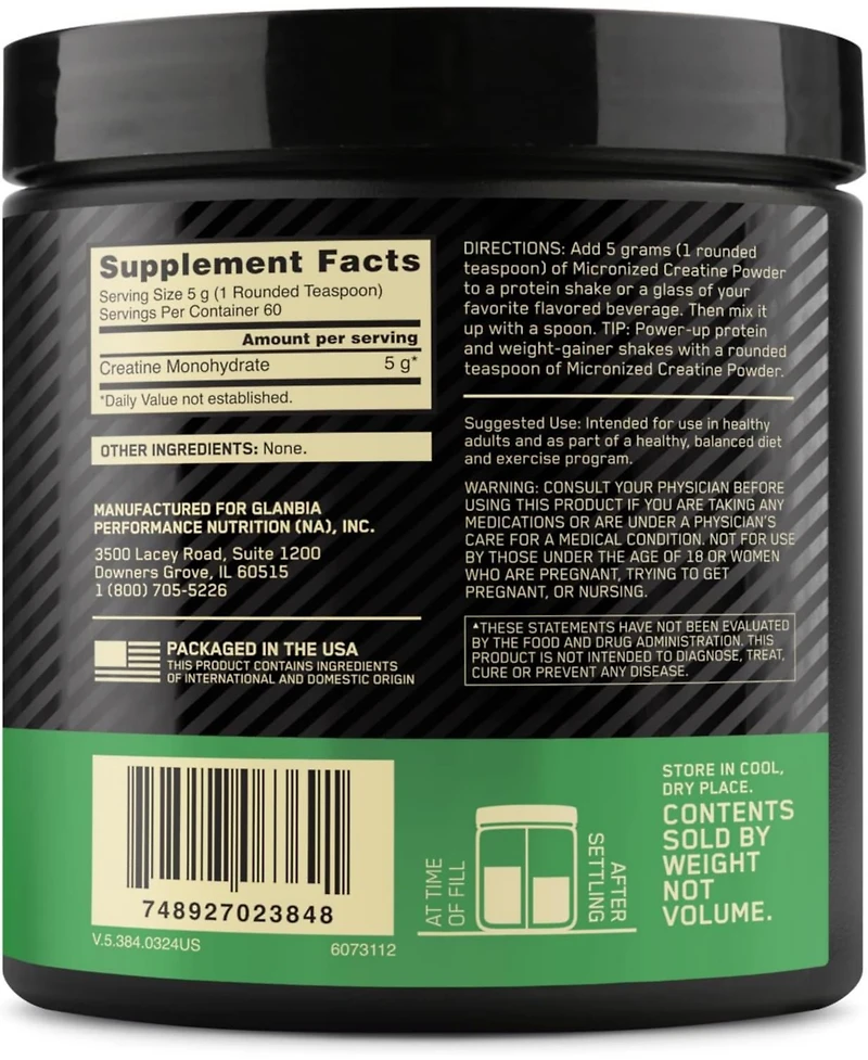 Optimum Nutrition, Micronized Creatine Powder, Unflavored