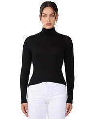 Jennie Liu Women's Tissue Weight Cashmere Silk Rib-knit Turtleneck Sweater
