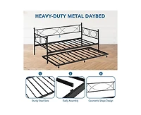 gaomon Twin Daybed with Trundle, Day Bed with Trundle Bed Twin, Twin Size Mattress Foundation with Steel Slat Support for Kids Teens Adults Living Roo