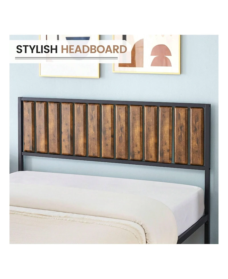 gaomon Bed Frame With Headboard And Footboard, Metal Bed Frame With 14 Heavy Duty Steel Slats, Metal Full Bed Frame, Under-Bed Storage