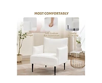 gaomon Modern Accent Chair, Corduroy Living Room Armchair for Bedroom, Modern Accent Armchair Comfy Reading Chair Single Sofa for Waiting Room, White