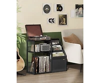 Slickblue 3-Tier Record Player Stand with Vinyl Storage for 140 Albums, End Table Living Room or Bedroom