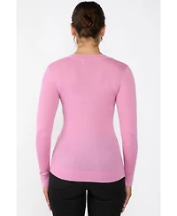Jennie Liu Women's Tissue Weight Cashmere Silk Rib-knit Crewneck Sweater