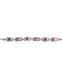 American West Jewelry Sterling Silver Rhodochrosite Rhodolite Garnet Concha Link Bracelet