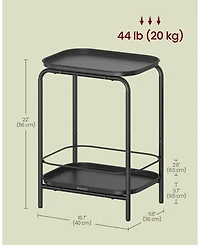 2-Tier Side Table – Outdoor Accent End Table, Metal Coffee with Tray Storage, Small Sofa Modern Nightstand for Living Room & Bedroom