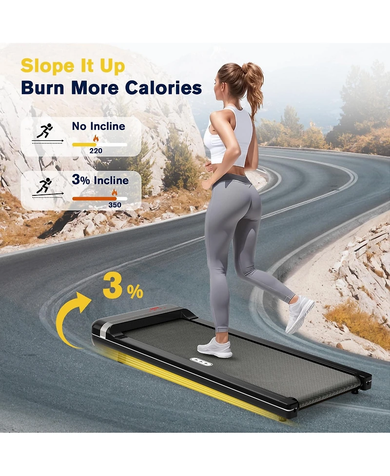 Redliro Walking Pad with Incline Under Desk Treadmill 1 Step Adjust Incline Treadmill for Home Office Portable for Walking Jogging