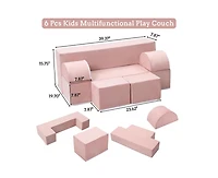 gaomon Kids Play Couch, 6Pcs Modular Kids Play Sofa for Playroom Bedroom, Kids Modular Couch Toddler Foam Sofa, Kids Convertible Sofa with Removable C