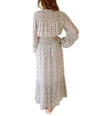 Paneros Clothing Women's Button Front Aria Maxi Dress Ditsy Floral Print