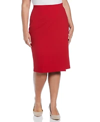 Rafaella Plus Ponte Asymmetrical Wrap Skirt