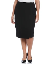 Rafaella Plus Ponte Asymmetrical Wrap Skirt