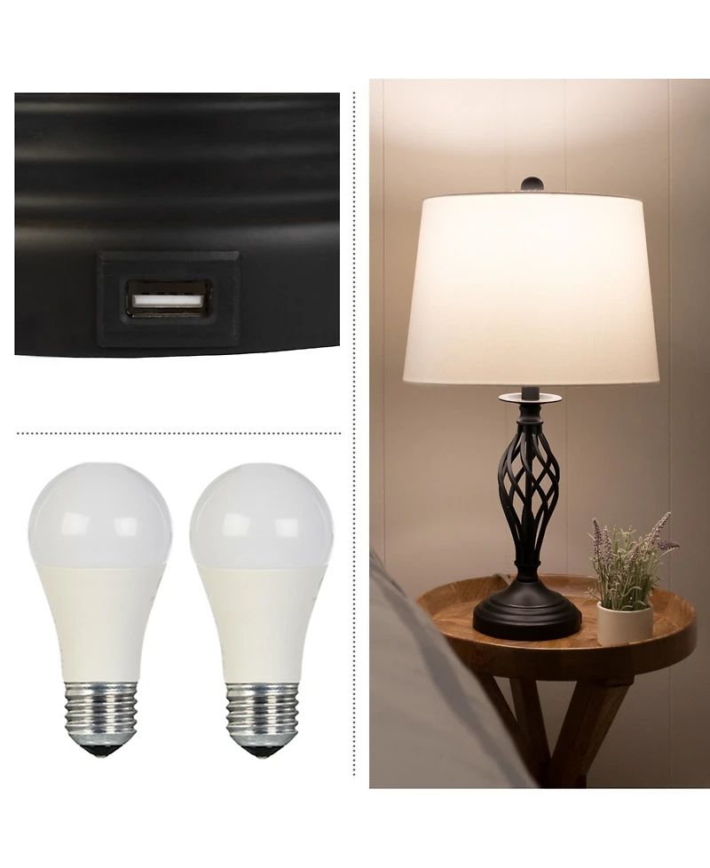 Lavish Home 24.41" Usb Charging Led Table Lamp Set