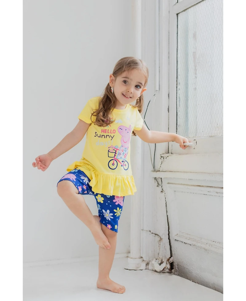 Peppa Pig Little Girls Peplum T-Shirt and Shorts Outfit Set