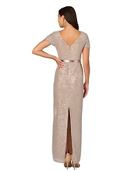 Adrianna Papell Petite Sequinned Column Evening Gown