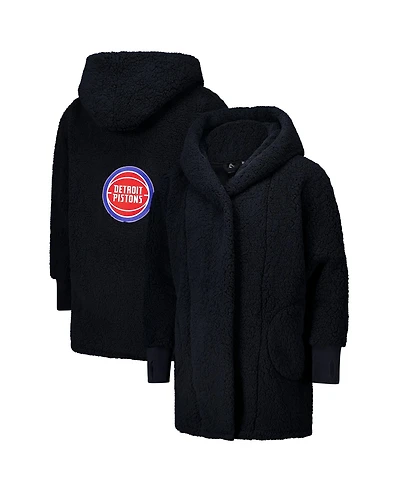 Jill Martin Men's and Women's The Best Lounger In The World Black Detroit Pistons Oversized Open-Front Hoodie Sweater