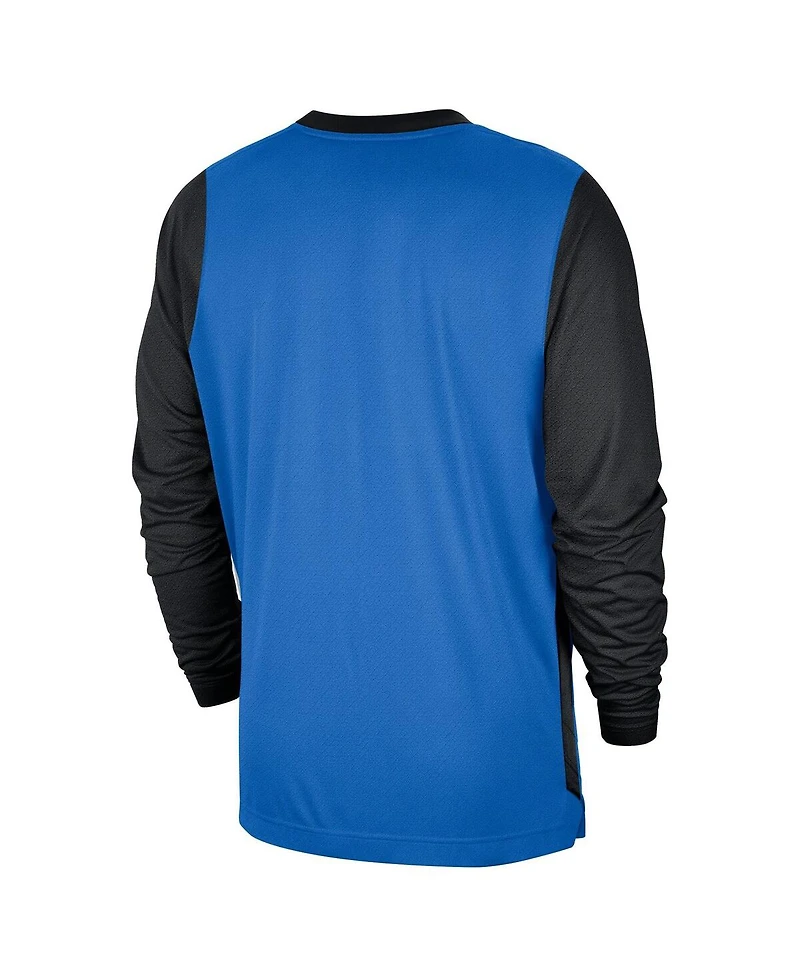 Nike Men's Blue/Black Oklahoma City Thunder 2024/25 City Edition Authentic Pregame Performance Long Sleeve Shooting T-Shirt
