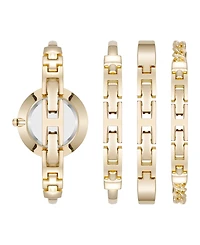 Anne Klein Women's Quartz Enamel and Gold-Tone Metal Alloy Bangle Watch Set