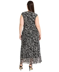Maggy London Plus Size Abstract-Print Side-Draped Dress