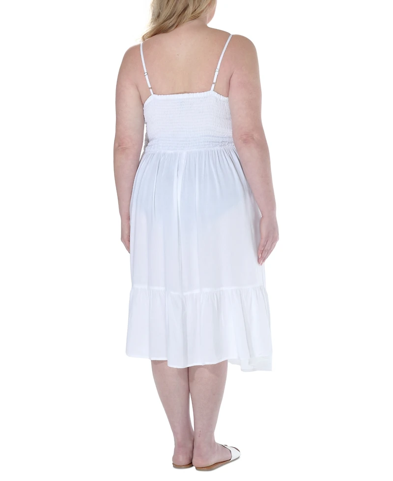 Raviya Plus Size Crochet Flounce-Hem Midi Dress