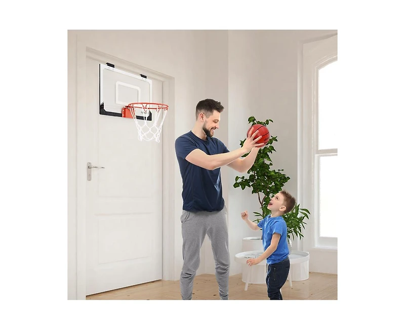 Ropoda Mini Basketball Hoop, Indoor Basketball Hoop for Kids, Mini Hoop with 4 Balls Over The Door Basketball Hoop 17"×12" Shatter Resistant Back