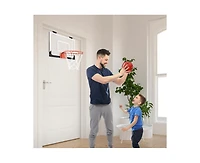Ropoda Mini Basketball Hoop, Indoor Basketball Hoop for Kids, Mini Hoop with 4 Balls Over The Door Basketball Hoop 17"×12" Shatter Resistant Back