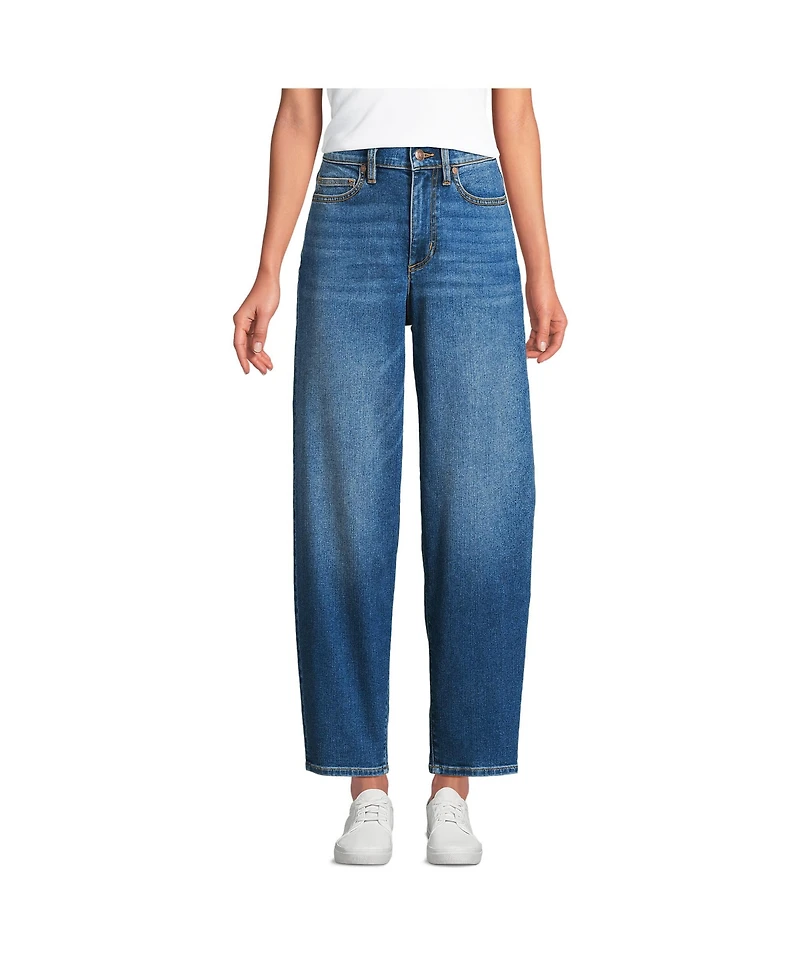 Lands' End Women's Recover High Rise Barrel Leg Ankle Jeans