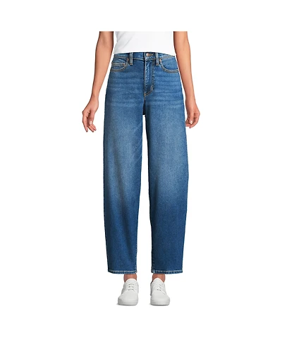 Lands' End Women's Recover High Rise Barrel Leg Ankle Jeans