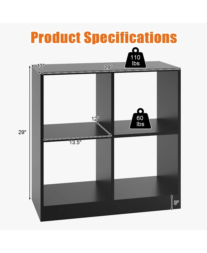 Gouun 4-Cube Kids Bookcase with Open Shelves