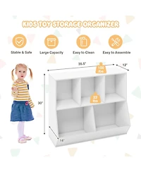 Gouun 5-Cube Wooden Kids Toy Storage Organizer with Anti-Tipping Kits