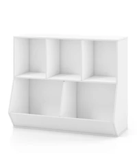 Gouun 5-Cube Wooden Kids Toy Storage Organizer with Anti-Tipping Kits