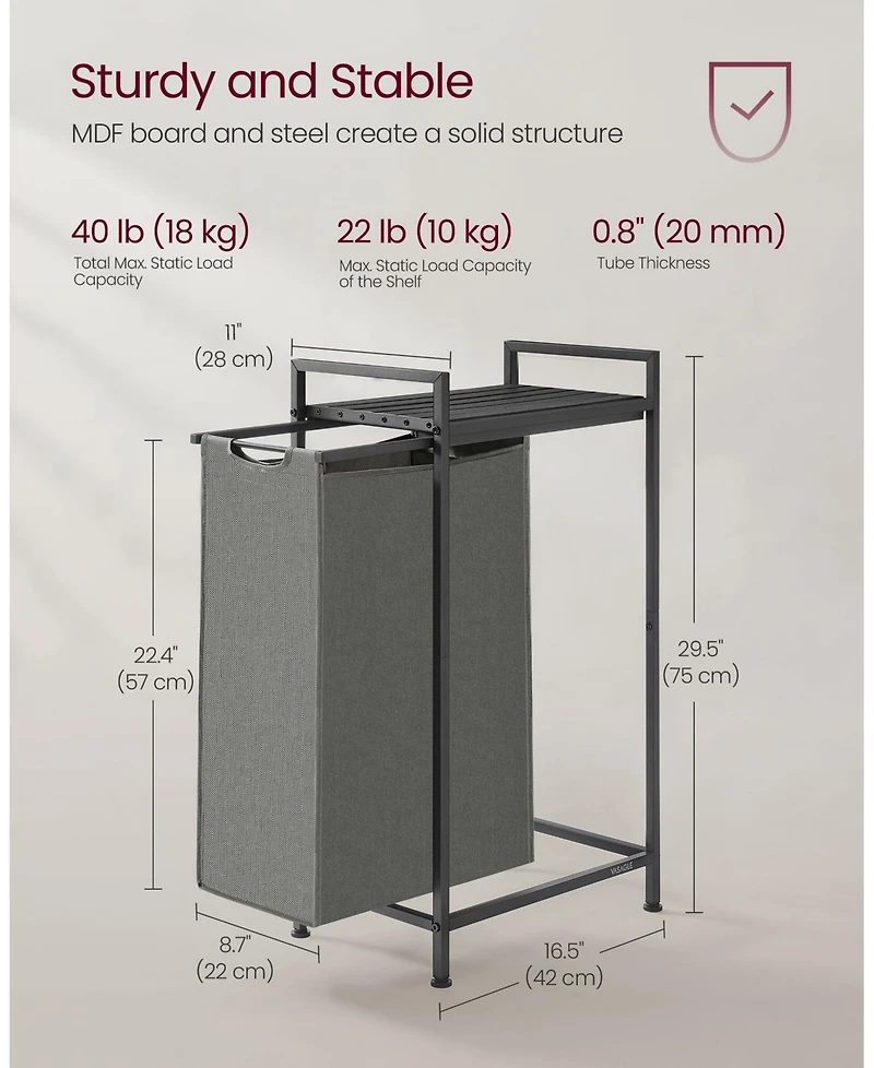 Slickblue Laundry Hamper with Top Shelf, Pull-Out Bags & Metal Frame, 2 Removable Oxford Fabric Baskets