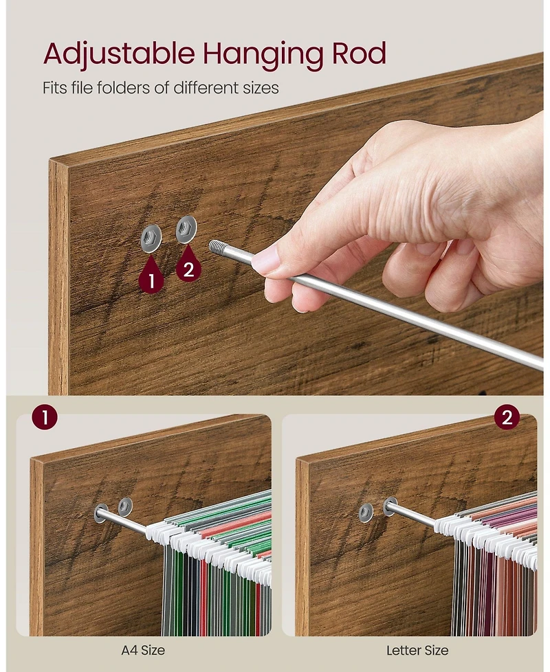 2-Drawer Locking File Cabinet with Wheels for Home Office Document Storage