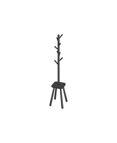 Freestanding Coat Tree with 8 Hooks and Storage Shelf for Entryway or Hallway