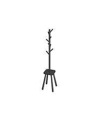 Freestanding Coat Tree with 8 Hooks and Storage Shelf for Entryway or Hallway