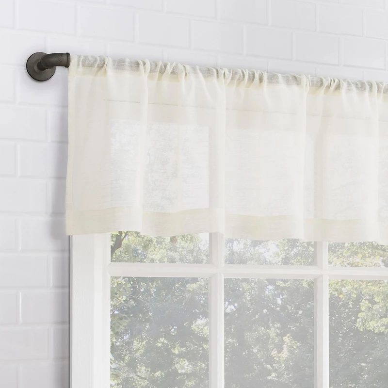 Slub Textured Linen Blend Cafe Curtain Valance